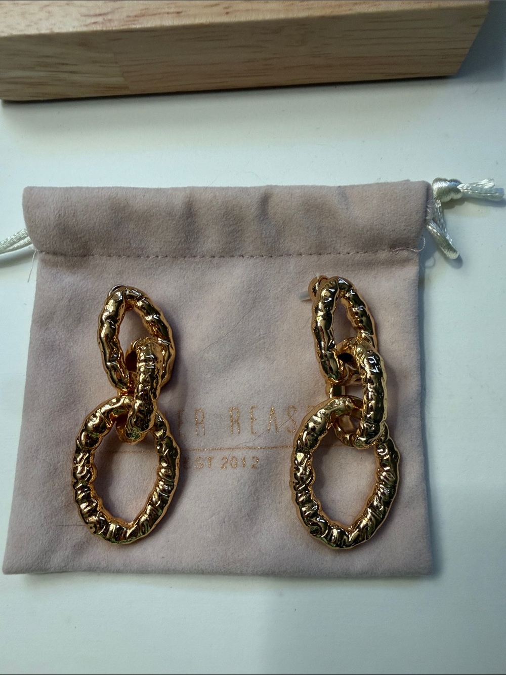 8 Other Reasons Zion Drop Earrings in Hammered Gold- New